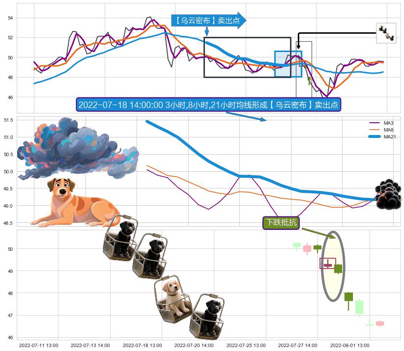 下跌抵抗+空方炮+双飞乌鸦(树上二鸦) ➕ 【乌云密布】卖出点