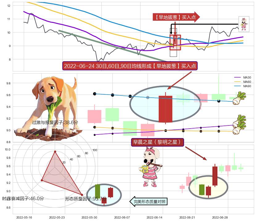 早晨之星（黎明之星）+两红夹一黑 ➕ 【旱地拔葱】买入点