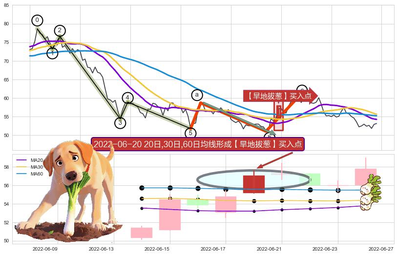 【旱地拔葱】买入点+葛兰威尔第⑦卖出点+【乌云密布】卖出点 ➕ 调整浪ABC