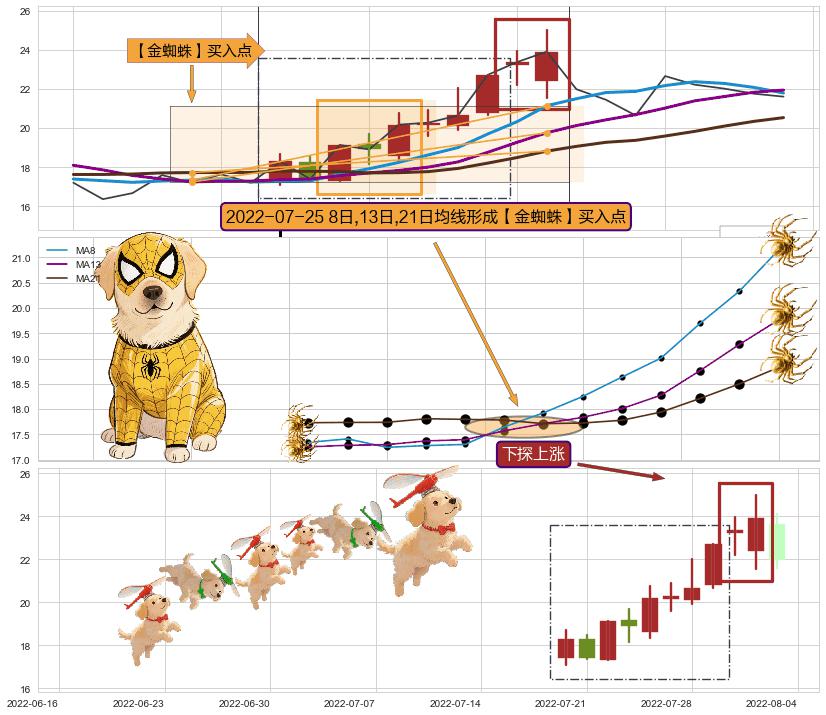 下探上涨+上升覆盖线+多方炮+两红夹一黑 ➕ 【金蜘蛛】买入点