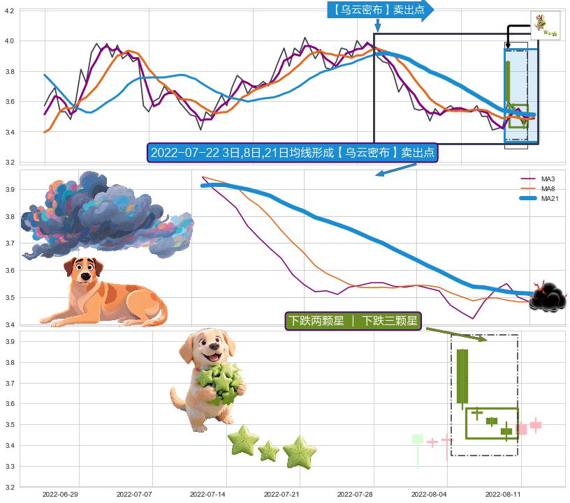 下跌两颗星 ｜ 下跌三颗星+双飞乌鸦(树上二鸦) ➕ 【乌云密布】卖出点