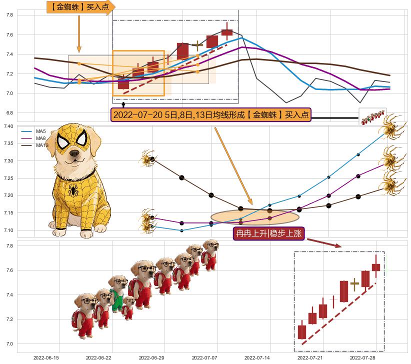 冉冉上升|稳步上涨+低档五阳线 ➕ 【金蜘蛛】买入点