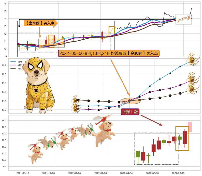 下探上涨+冉冉上升|稳步上涨+上涨孤独十字星 ➕ 【金蜘蛛】买入点