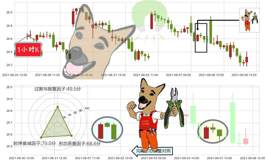 英国石油(usBP)下跌镊子线(n形磁铁)K线图-阿布量化