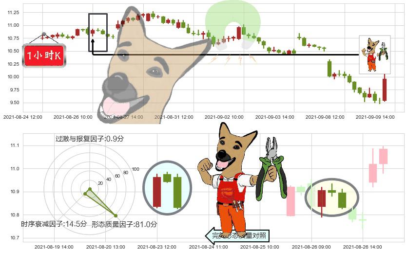 巴西石油公司(usPBR)下跌镊子线(n形磁铁)K线图-阿布量化