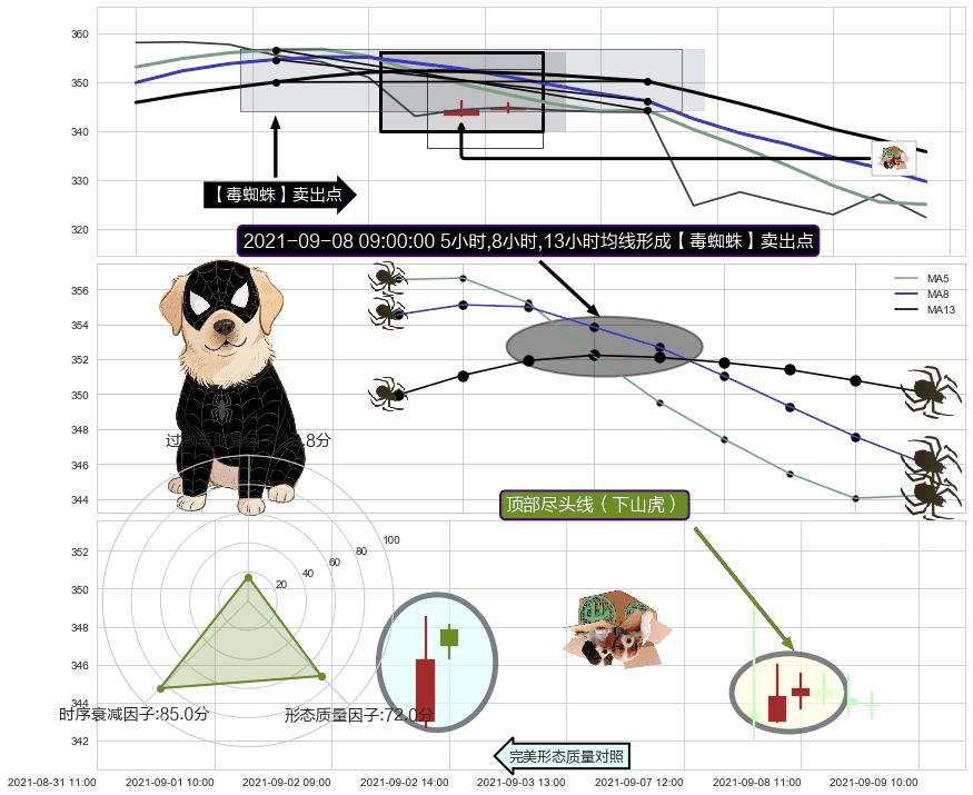 顶部尽头线（下山虎）+看跌(高位倒锤头)流星线 ➕ 【毒蜘蛛】卖出点